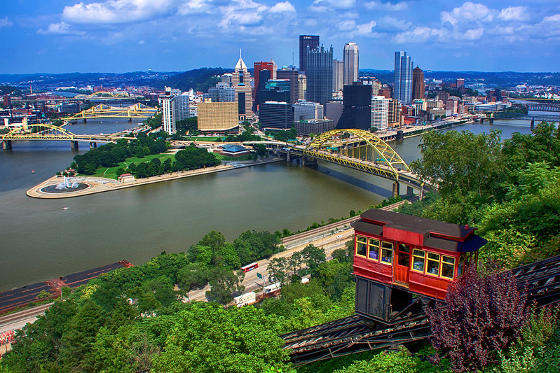 View of downtown Pittsburgh from the top of the Duquesne Incline overlook