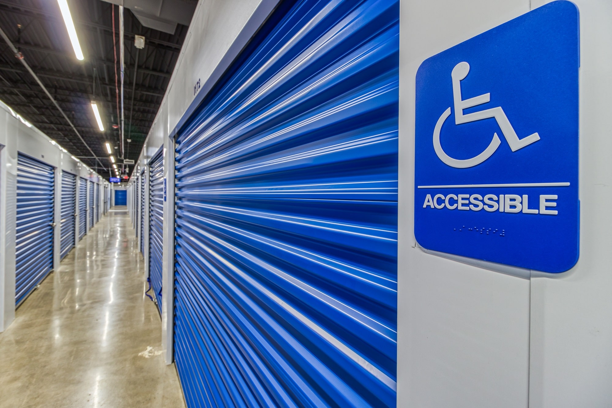 Row of Handicap accessible storage units